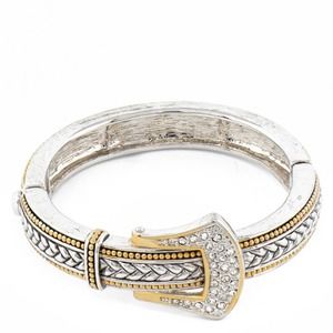 Vintage Style Buckle Rhinestone  Bangle Bracelet